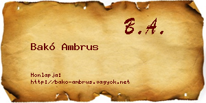 Bakó Ambrus névjegykártya