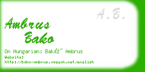 ambrus bako business card